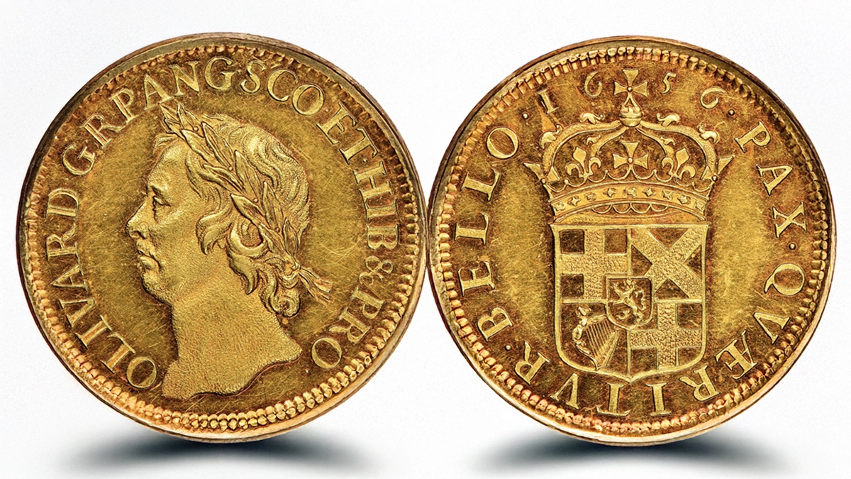 1656 Oliver Cromwell gold Proof Pattern Broad of 20 Shillings. Image: NGC.