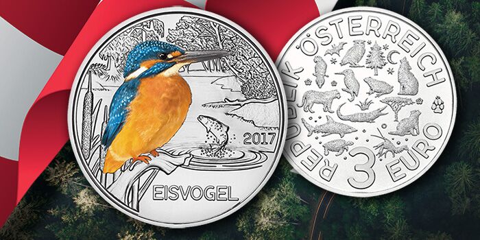 Austrian Mint - 2017 3 Euro Kingfisher Colorful Creatures Commemorative Coin
