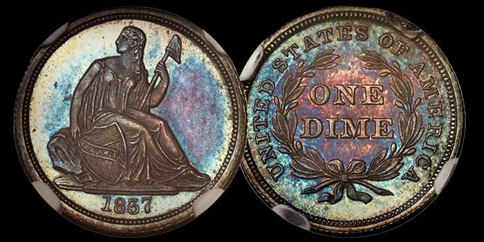 1837 proof dime - Imaged by Heritage Auctions