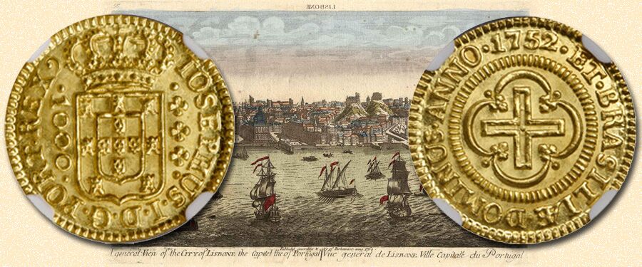 Brazil. 1000 Reis, 1752. Lisbon Mint. NGC MS-68+. Images courtesy Stack's Bowers Auctions
