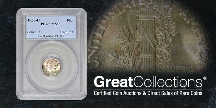 GreatCollections 1928-D Mercury Dime