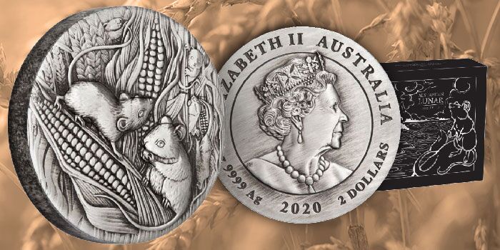 Australia 2020 Lunar Series III Year of the Mouse 2oz Silver Antiqued Coin
