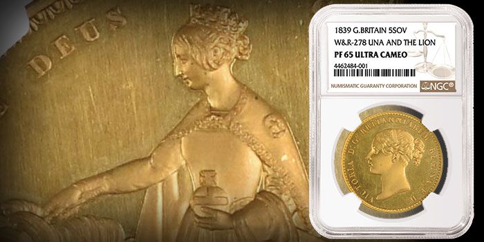Famous British Rarity Una and the Lion Gold Coin Realizes Over $800,000