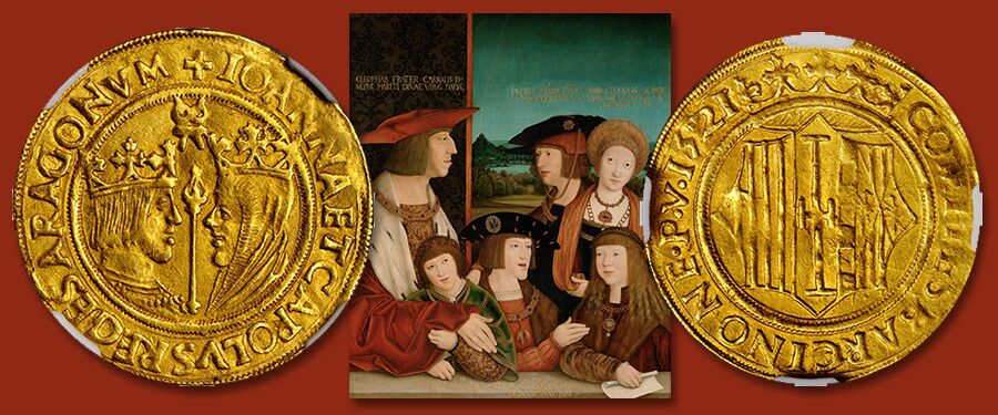 World Coin Auction: A Spanish Gold Double Principats of Charles and Joanna. Images courtesy Stack's Bowers Auctions