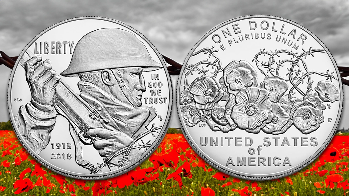 Moneda del 100 aniversario de los veteranos de la Primera Guerra Mundial 2018-P. Imagen: U.S. Mint/CoinWeek.