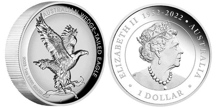 2023 Australian Wedge-Tailed Eagle 1oz Silver Coin Features Incused Design. Image: Perth Mint.