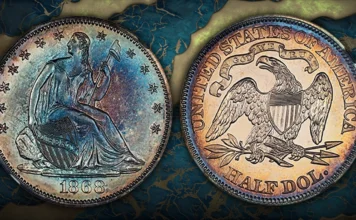 1868 Liberty Seated Half Dollar Proof. Image: Stack’s Bowers / CoinWeek.