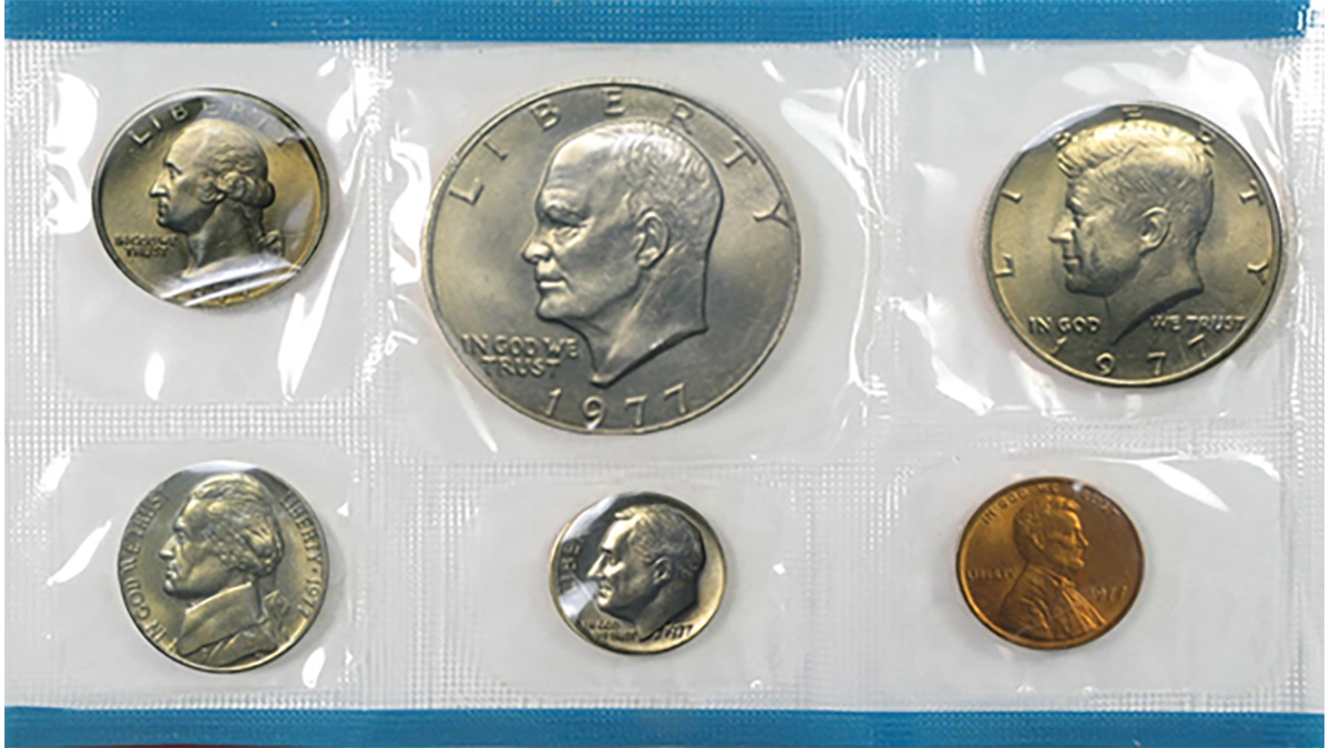 1977 Uncirculated Coin Set. The Philadelphia Mint coins.