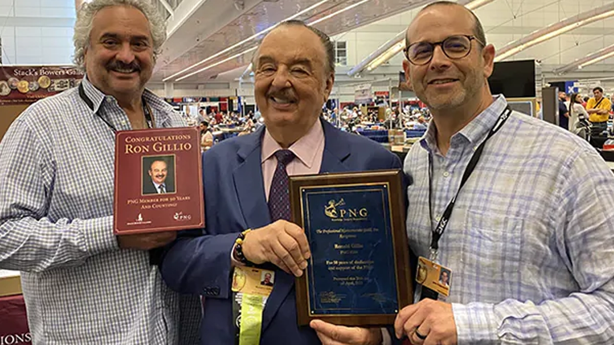 From left to right: Kevin Lipton, Ron Gillio, and PNG President John Feigenbaum. Image: Stack's Bowers.