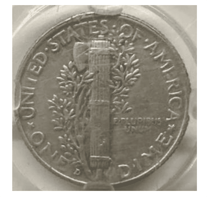 Fake 1916-D Dime Reverse.