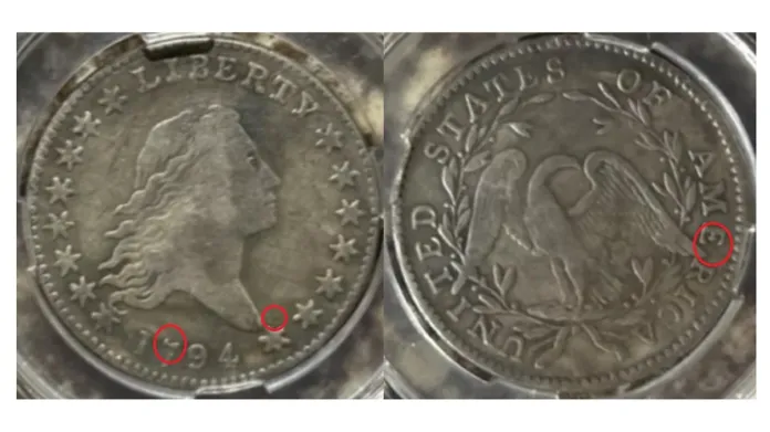 Pick up points of fake 1794 Flowing Hair Half Dollar.