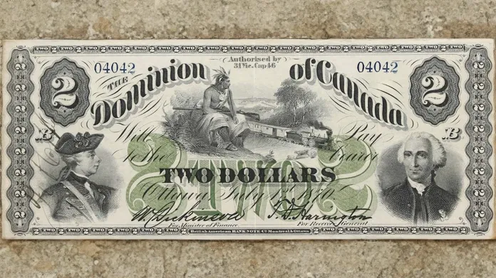 Canadian 1870 $2 Note. Image: Stack's Bowers/CoinWeek.