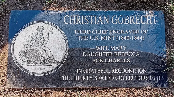 Figure 4. Close-up of the new graveside memorial headstone for Christian Gobrecht and his family.