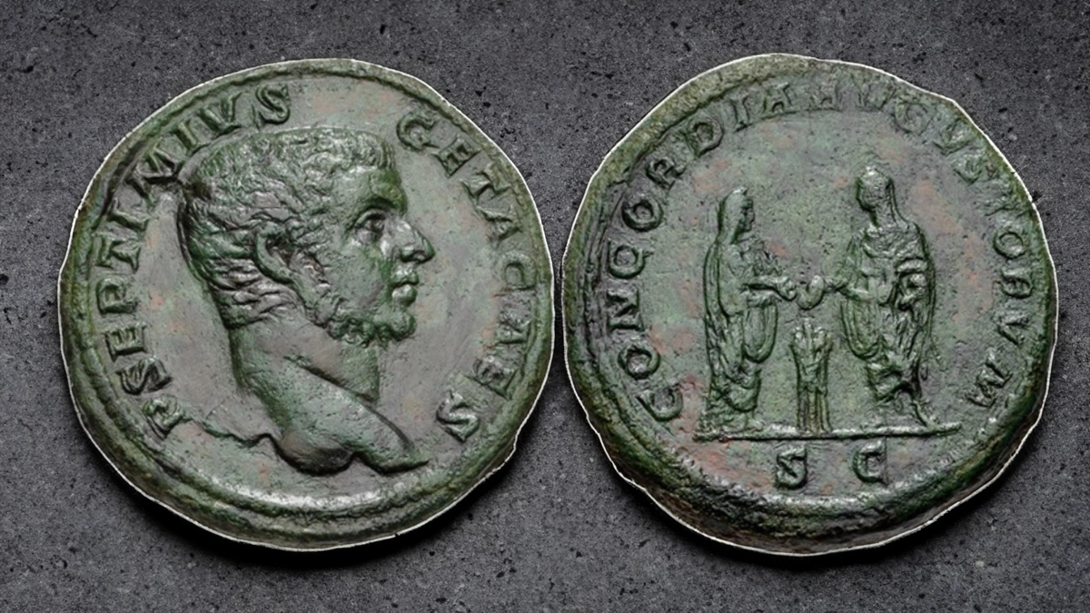 Geta. As Caesar, Sestertius (, 22.59 g,). Rome mint. Struck circa 208 CE. RIC IV 134b. Image: CNG/CoinWeek.