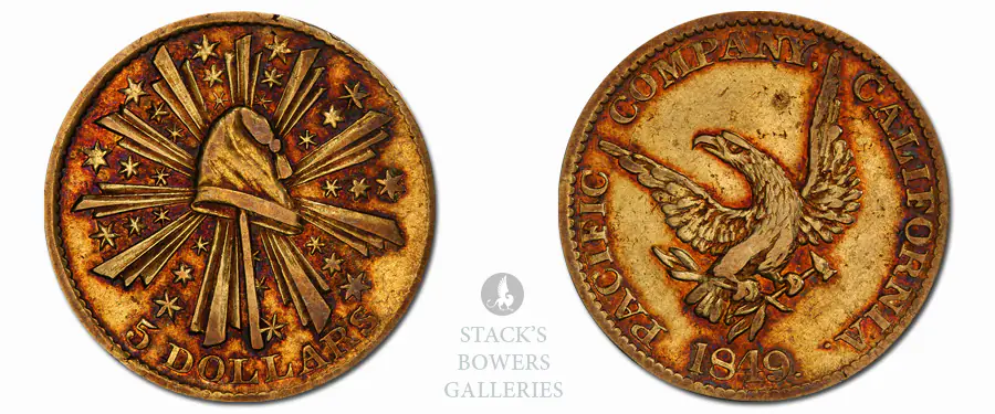 Garrett Collection 1849 Pacific Company $5 Gold Piece in Stack's Bowers Galleries February 2025 Rarities Night Auction