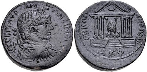 Figure 2: ROMAN EMPIRE. SYRIA, Seleucis and Pieria. Caracalla. AD 198-217. Æ (30mm, 24.19 g, 12h). Dated CY 268 (AD 216/7). Minted in Emesa.