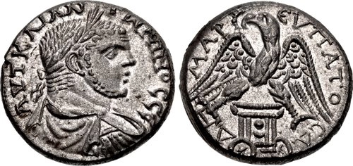 Figure 6. ROMAN EMPIRE. PHOENICIA. Caracalla. AD 198-217. AR Tetradrachm (25mm, 13.63 g, 6h). Struck AD 215-217. Minted in Sidon.