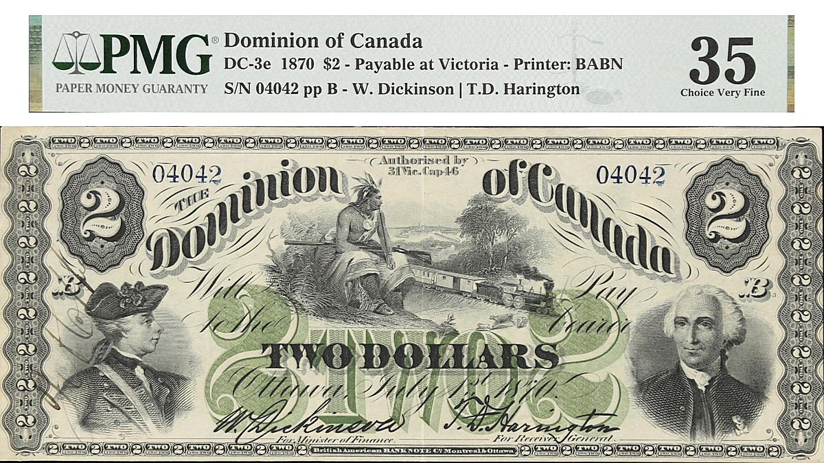 Stack’s Bowers Galleries has announced the sale of a historic 1870 $2 Canadian note