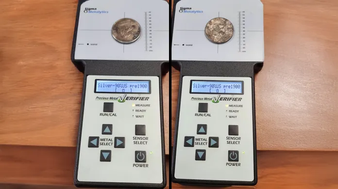 Metallurgic tests on fake 1875-CC Trade Dallar. 